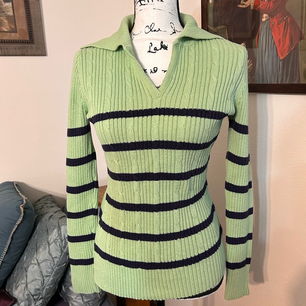 New without tags Liz Claiborne Cable Knit Green and Navy Women's Sweater
